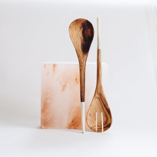 Wood & Bone Serving Spoons Set of 2